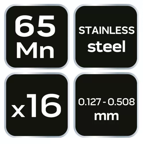 NEO Hézagmérő készlet 16db bent (0.127 - 0.508mm) 65MN/rozsdamentes acél (11-192)