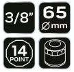 NEO Olajszűrő kulcs 65mm 14 pontos, 1/2" kulcsnyílással (11-361)