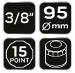 NEO Olajszűrő kulcs 95mm, 15 pontos (11-369)