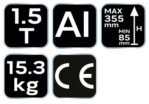 NEO Aluminium Hidraulikus krokodilemelő, 1,5t, 85-375mm (11-730)
