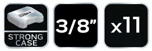 NEO Dugókulcskészlet SÉRÜLT FEJŰ csavarokhoz, 3/8", 11db (11-922)