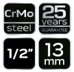 NEO Hosszú Gépi dugókulcs 1/2", 13mm, Cr-Mo (12-313)