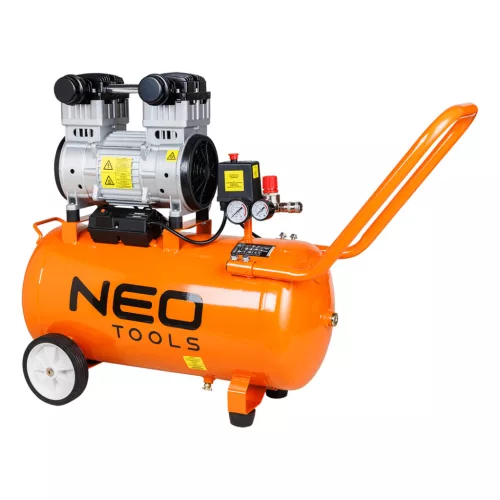 NEO Kompresszor 50L, 8 bar, 180L/perc, extra csendes, kefementes motorral, olajmentes, 80Db (12K022-1)