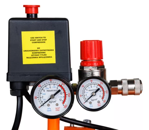 NEO Kompresszor 50L, 8 bar, 180L/perc, extra csendes, kefementes motorral, olajmentes, 80Db (12K022-1)