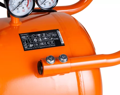 NEO Kompresszor 50L, 8 bar, 180L/perc, extra csendes, kefementes motorral, olajmentes, 80Db (12K022-1)