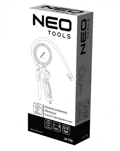NEO Profi Pneumatikus kerékfúvó pisztoly, nyomásmérővel 80mm (14-718)