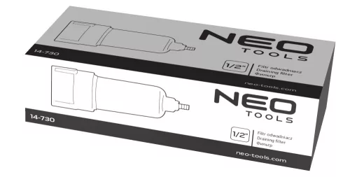NEO Vízleválasztó szűrő pneumatikus szerszámokhoz, 1/2", fém (14-730)