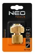 NEO Tömlő gyorscsatlakozó 3/4", vízstoppos, réz (15-733)