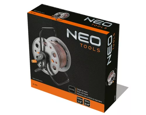 NEO Tömlődob, fém, tömlőméret: 1/2" max100m, 3/4" max30 m (15-790)