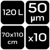 NEO Szemeteszsák, 120l, 70x110cm, 50mic, fekete, 10db/cs (15-985)