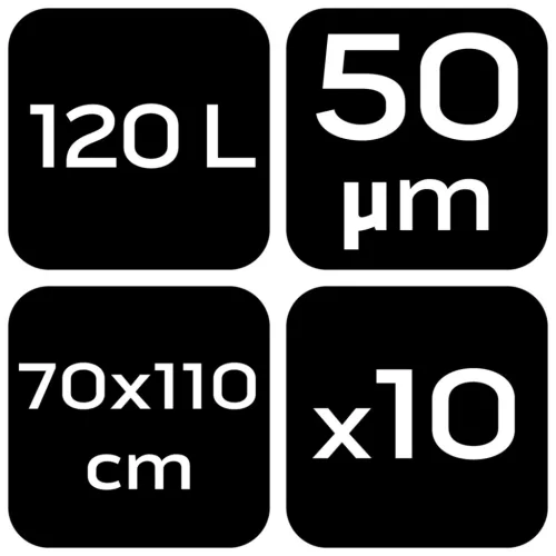 NEO Szemeteszsák, 120l, 70x110cm, 50mic, fekete, 10db/cs (15-985)