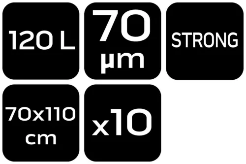 NEO Szemeteszsák, 120l, 70x110cm, 70mic, fekete, 10db/cs (15-986)