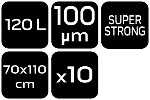NEO Szemeteszsák, 120l, 70x110cm, 100mic, fekete, 10db/cs (15-987)