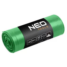   NEO Szemeteszsák 60l, 60x70cm, zöld,erősített húzószalagos, vastagság:35mic, 10db (15-990)