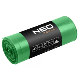   NEO Szemeteszsák 120l, 70x110cm, zöld, erősített húzószalagos, vastagság:40mic, 10db (15-991)