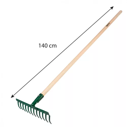 VERTO Gereblye, 12 fogú, fa nyéllel (15G056)