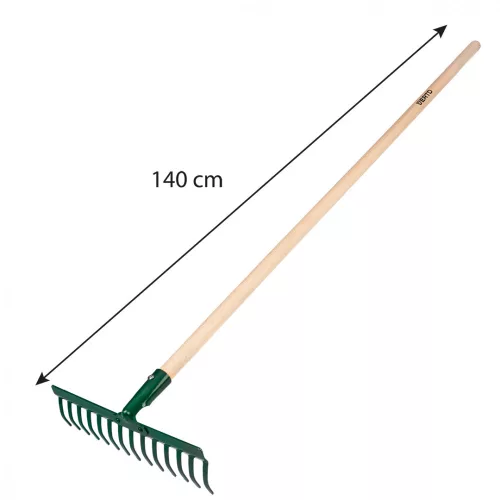 VERTO Gereblye, 14 fogú, fa nyéllel (15G057)