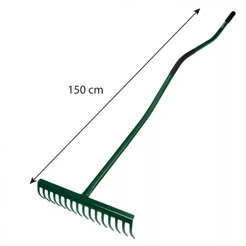 VERTO Gereblye, 16 fogú, gumírozott ergonómikus gumírozott fém nyéllel (15G081)