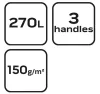 VERTO Kerti táska 270 L, 150 g/m2; PP; párnázott peremmel, 3 fogantyúval, 67 x 76 cm (15G541)