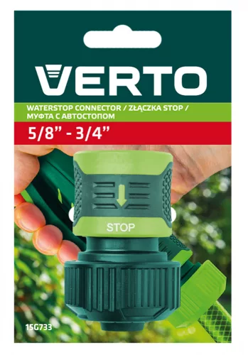 VERTO Tömlő gyorscsatlakozó 3/4" vizstoppos, kétkomponensű (15G733)