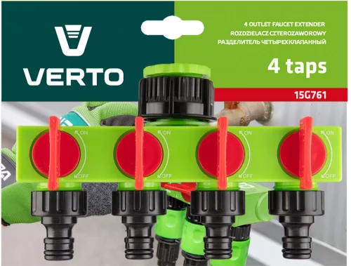 VERTO Vízelosztó, 4 utas, Csapcsatlakozó, zárható (15G761)