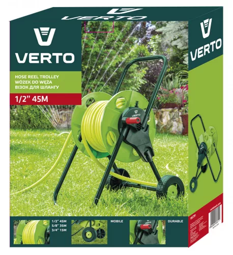 VERTO Tömlőkocsi, tömlőméret: 1/2" max45m, 5/8" max35 m (15G791)