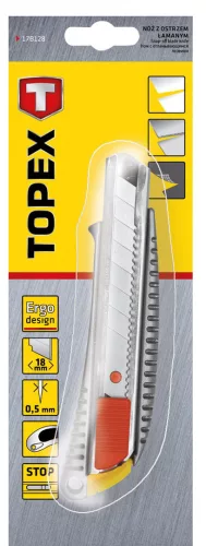 TOPEX Törhető pengés kés 18mm, fém vezetősín (17B128)