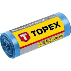   TOPEX Szemetesszák 120 l, kék, 10 db, nagyon erős, méretek:70x110 cm, vastagság: 40 mic, LDPE fólia (23B258)