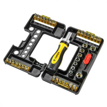   TOPEX Bit és Dugókulcskészlet Racsnis hajtószárral 38 db. (39D344)