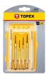 TOPEX Műszerész, Precíziós Csavarhúzó készlet, CRV, 6db, lapos: 1,4, 2,0, 2,4mm, kereszt: PH00, PH0, PH2 (39D559)