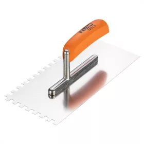   NEO Acél simító, fogazott, rozsdamentes, 270x128mm, 8x8x8mm, fa markolat (50-163)