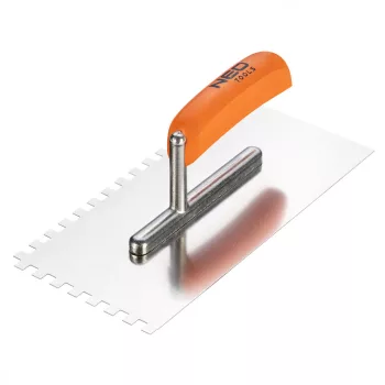   NEO Acél simító, fogazott, rozsdamentes, 270x128mm, 8x8x8mm, fa markolat (50-163)