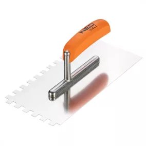   NEO Acél simító, fogazott, rozsdamentes, 270x128mm, 10x10x10mm, fa markolat (50-164)