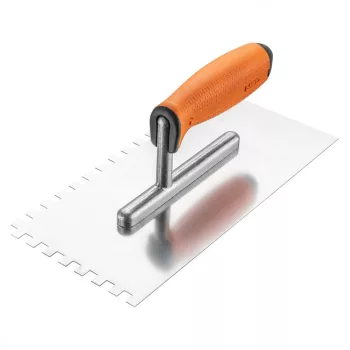   NEO Acél simító, fogazott, rozsdamentes, 270x128mm, 8x8x8mm, kétkomponensű markolat (50-168)