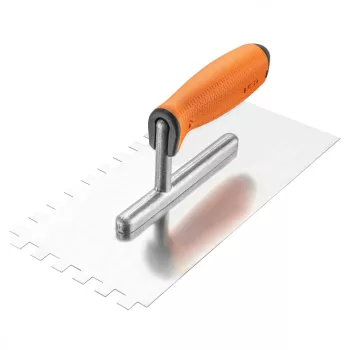   NEO Acél simító, fogazott, rozsdamentes, 270x128mm, 10x10x10mm, kétkomponensű markolat (50-169)