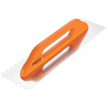   NEO Acél simító, fogazott, rozsdamentes, 480x128mm, 10x10x10mm, fa markolat (50-183)