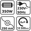 VERTO Fűszegélynyíró 350W, vágásszélesség: 250mm (52G550)