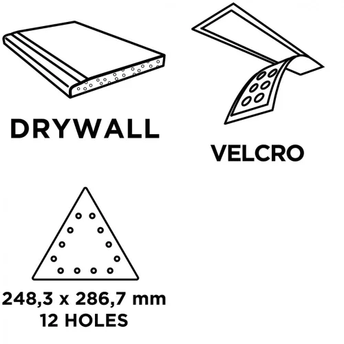 GRAPHITE Tépőzáras csiszolópapír K80, háromszög alakú 12 lyukakkal, 5db csiszolóhoz 59G264 (54H032)