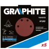 GRAPHITE Tépőzáras csiszolópapír K120, háromszög alakú 12 lyukakkal, 5db csiszolóhoz 59G264 (54H033)