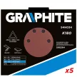 GRAPHITE Tépőzáras csiszolópapír K180, háromszög alakú 12 lyukakkal, 5db csiszológéphez 59G264 (54H034)