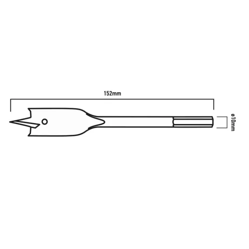 GRAPHITE Lapos marófúró fához, 1/4" hatszög szár, 10x152mm (54T500)