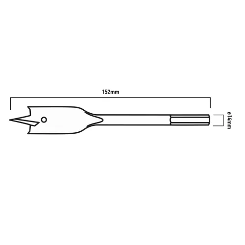 GRAPHITE Lapos marófúró fához , 1/4" hatszög szár, 14x152mm (54T502)