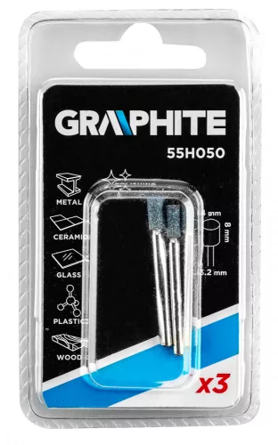 GRAPHITE Csapos csiszolókő 3x8mm, henger, szár 3.2mm, 3 db. (55H050)