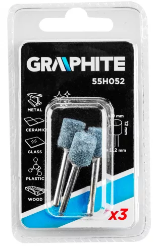 GRAPHITE Csapos csiszolókő 10x12mm, henger szár 3.2mm, 3 db (55H052)