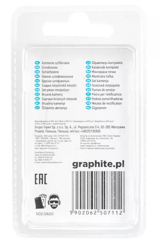 GRAPHITE Csapos csiszolókő 5x10mm, kúp, szár 3.2mm, 3 db (55H054)