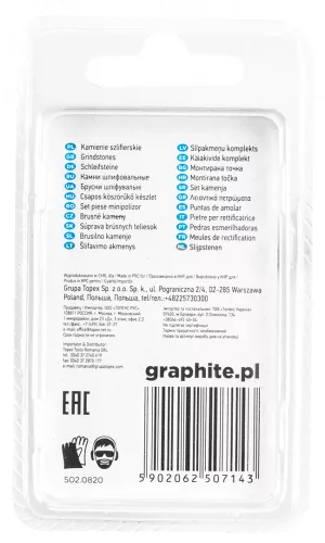 GRAPHITE Csapos csiszolókő 10x20mm, töltény, szár 3.2mm, 3 db (55H057)