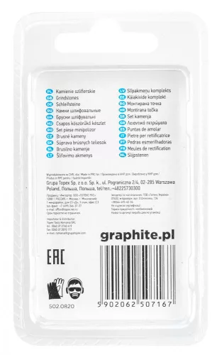 GRAPHITE Csapos csiszolókő 10mm, gömb, szár 3.2mm, 3 db (55H059)