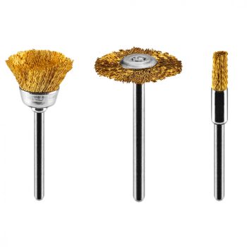   GRAPHITE Csapos kefe, sárgaréz: befejezőkefe, pohárkefe, kerékkefe, készlet 3 db (55H067)