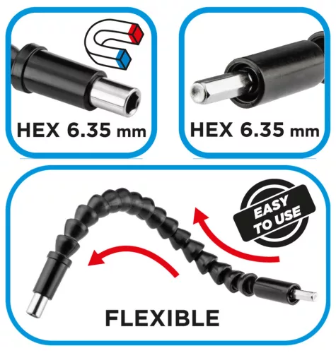 GRAPHITE Flexibilis bittartó fúró és csavarozó géphez 290mm (55H227)