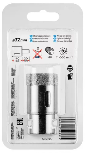 GRAPHITE Körkivágó, gyémántos 32mm x M14 (55H309)